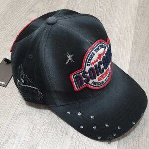 Unisex Black Red Baseball Cap Fashion Casual Hat One Size Strap Back Accessory